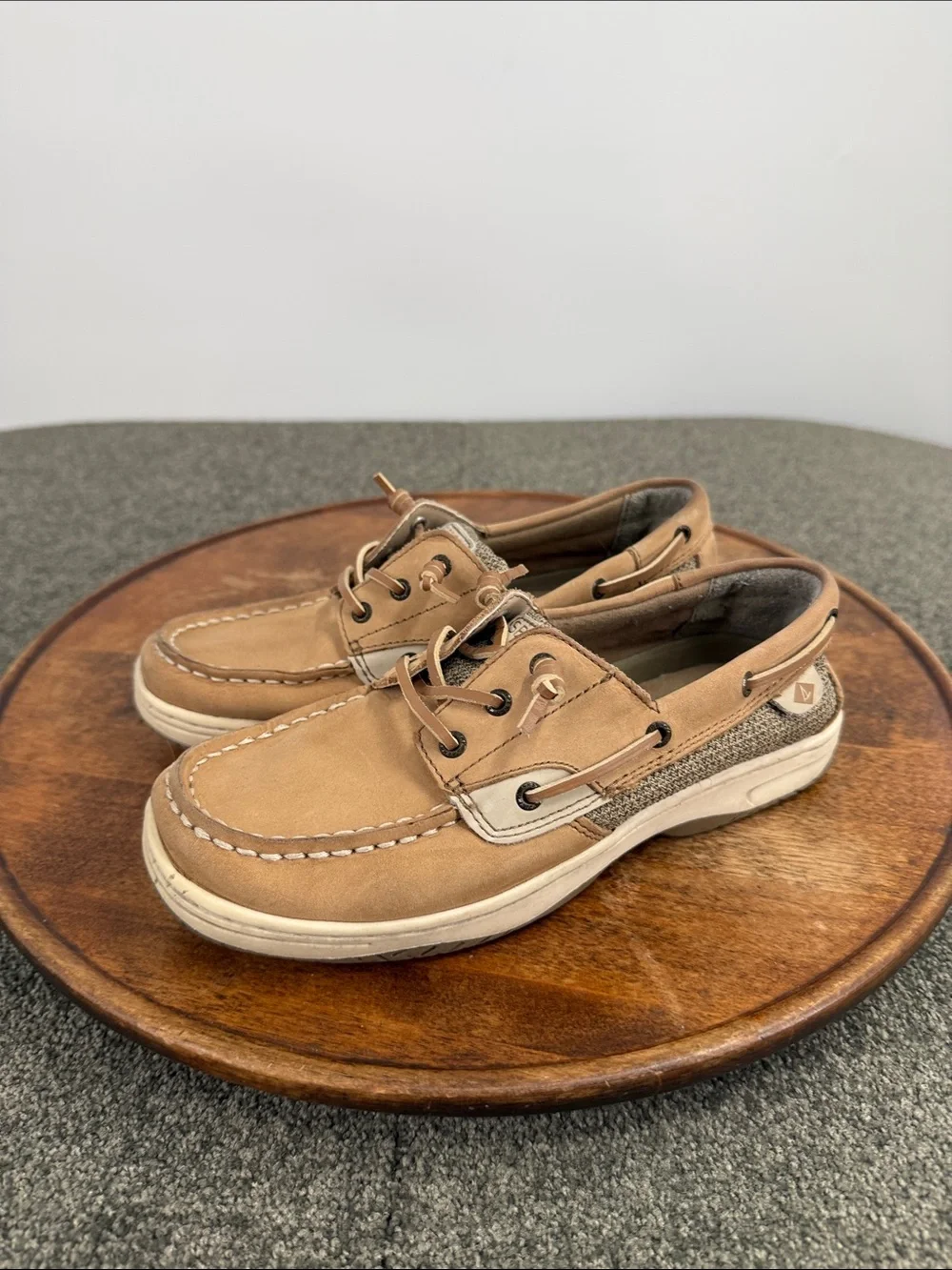 Sperry Shoes Boys 4 M Ivy Fish Loafer Casual Boat Tan Uniform Lace